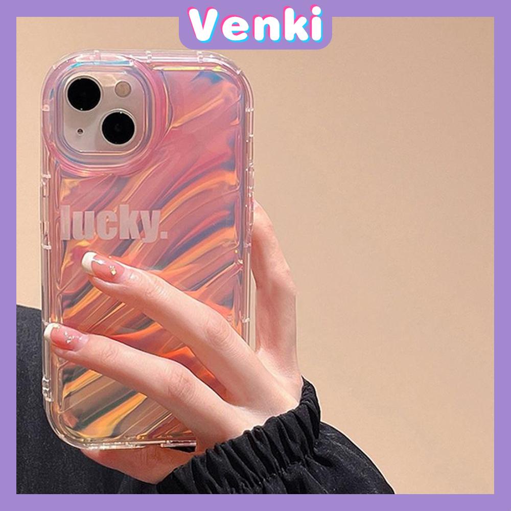 VENKI - For iPhone 11 iPhone Case Laser Reflective Transparent Phone Case TPU Soft Shockproof Airbag Case Protection Happy Lucky Compatible with iPhone 14 13 Pro max 12 Pro Max xr