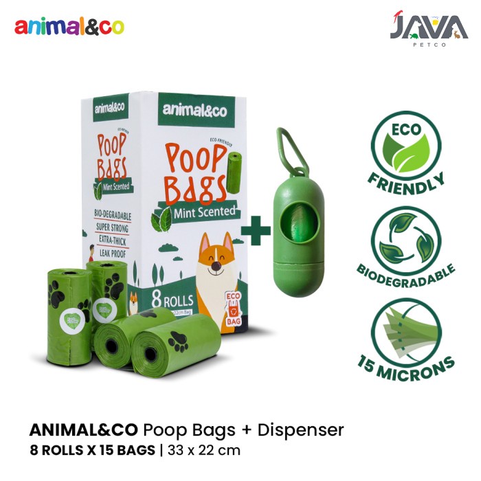 Animalnco Premium Poop bags Plastik Kotoran Hewan Biodegradable 8 Roll