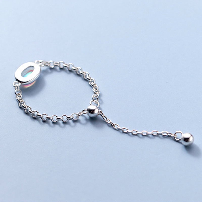 Cincin Tembaga Adjustable Rantai Moonstone Warna-Warni Fashion Untuk Wanita