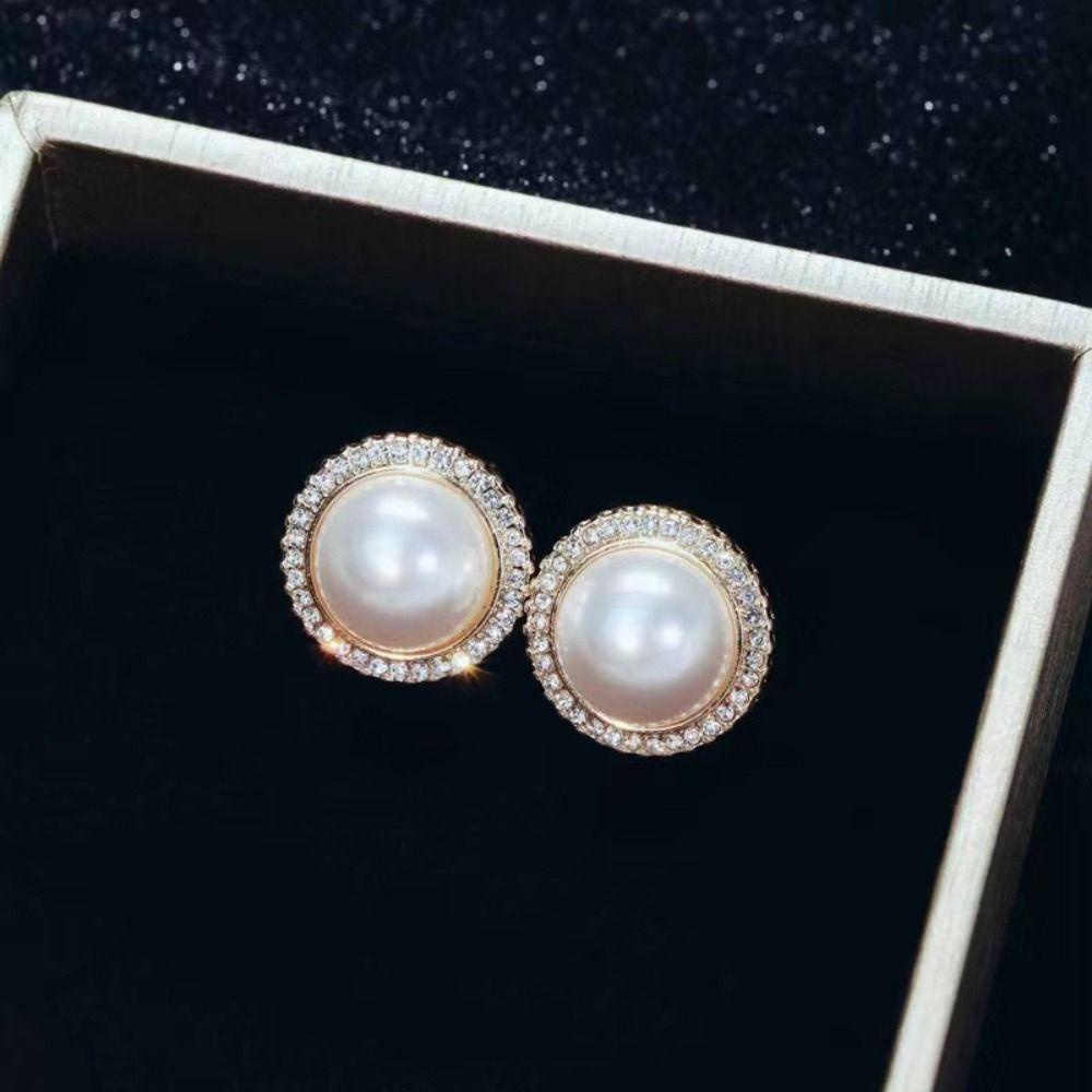 Needway   Mutiara Anting Pesta Vintage Mewah Liontin Perjamuan Klasik Gaya Korea Cincin