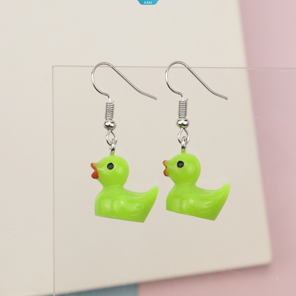 Fashion Korea Minimalis Lucu Silika Gel Kecil Lemon Kuning Bebek Anting Untuk Temperamen Gadis Hadiah Anting Perhiasan [ZK]