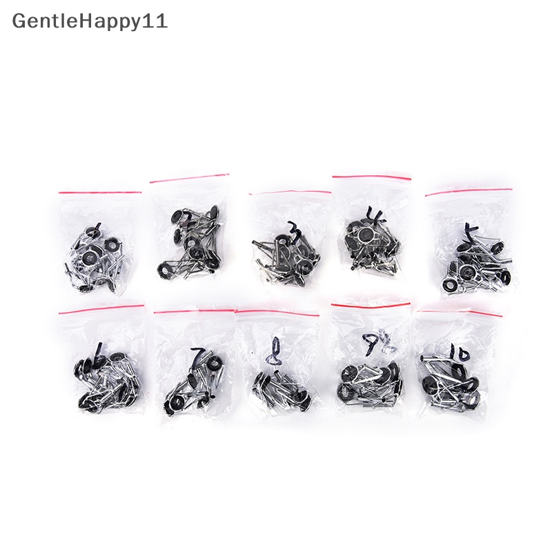 Gentlehappy 80pcs 10Sizes Steel Pancing Tiang Pandu Tip Top Ring Mata Repair Kit Hitam id