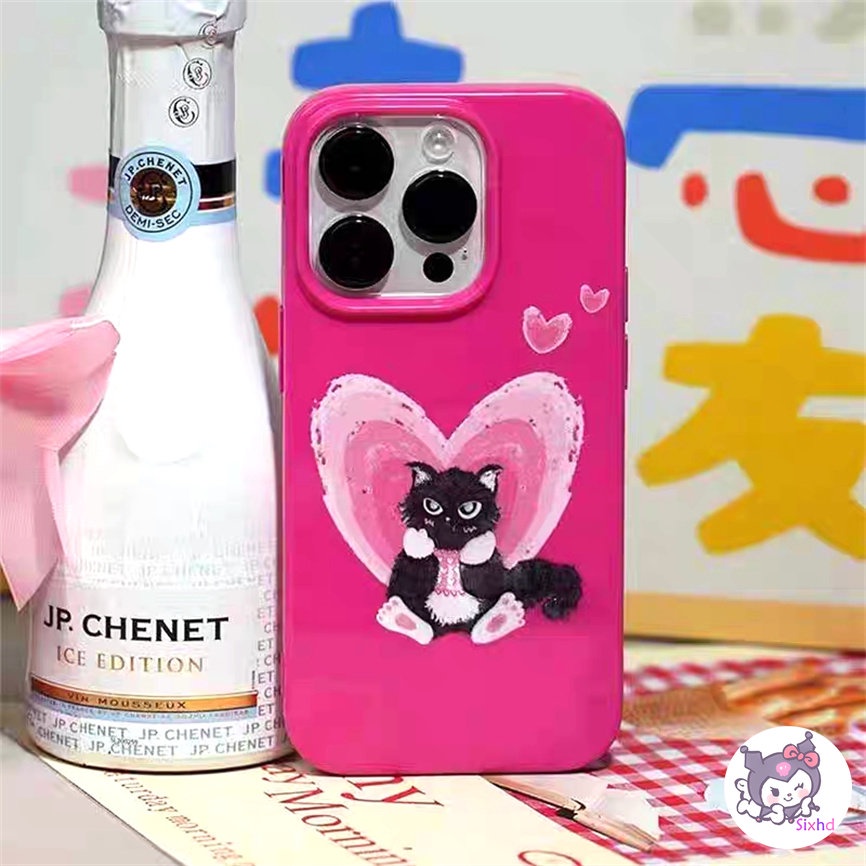 IPHONE Kompatibel Untuk Iphone14 13 12 11 Pro Max SE 2020 X Xr Xs Max8 7 6Plus Rose Pink Cute Love Cat Silicone Phone Case Lembut Anti Jatuh Pelindung TPU Cover XJJJJ