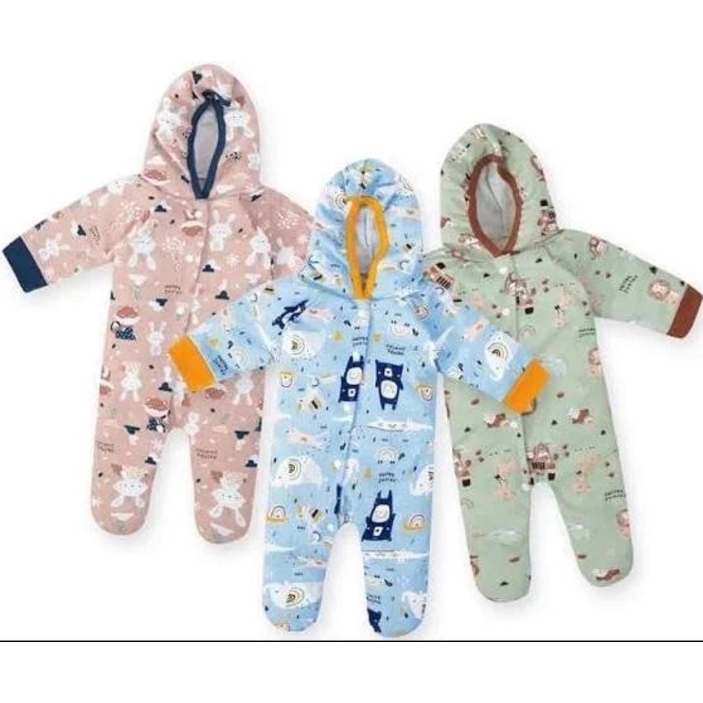 Velvet Junior - 3pcs Sleepsuit Newborn 0-3m | Jumper Topi Tutup Kaki