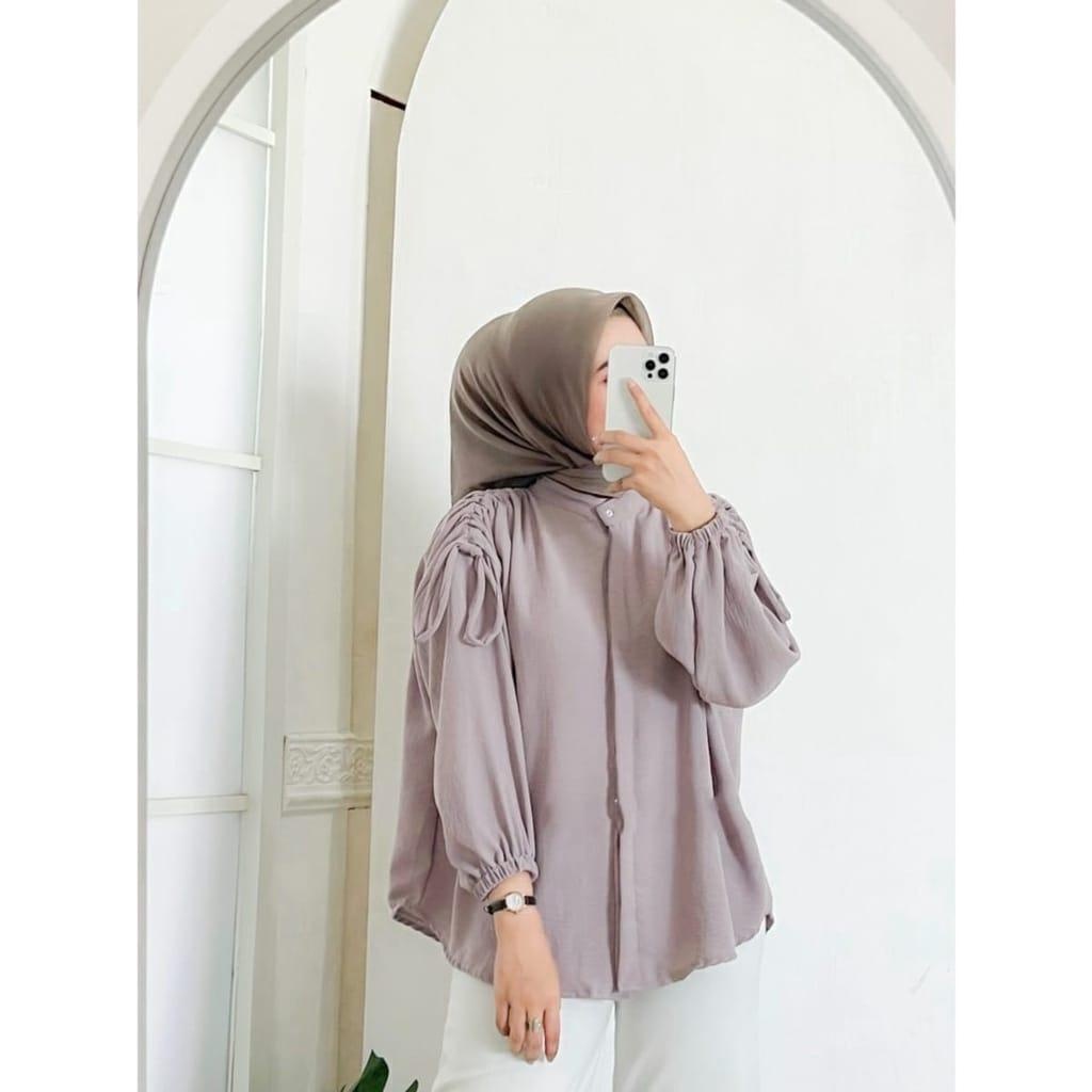 T33 - ZSO BLOUSE NEZA / GAVI LENGAN SERUT CREPE / Atasan Wanita Lengan Panjang / Blouse Polos Formal