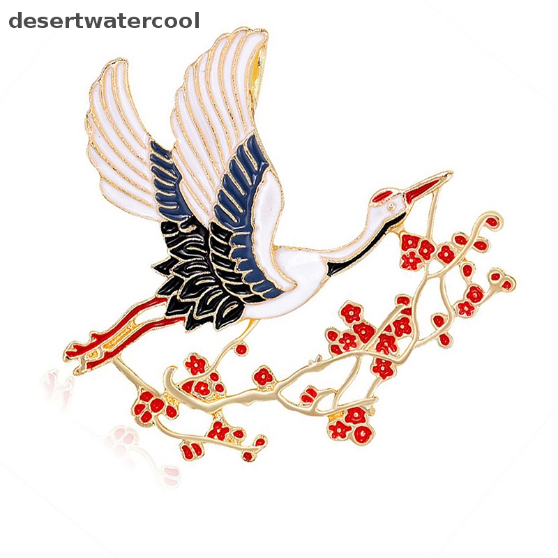Deid Enamel Bunga Crane Bros Untuk Wanita Unisex Burung Hewan Pesta Bros Pin Hadiah Martijn