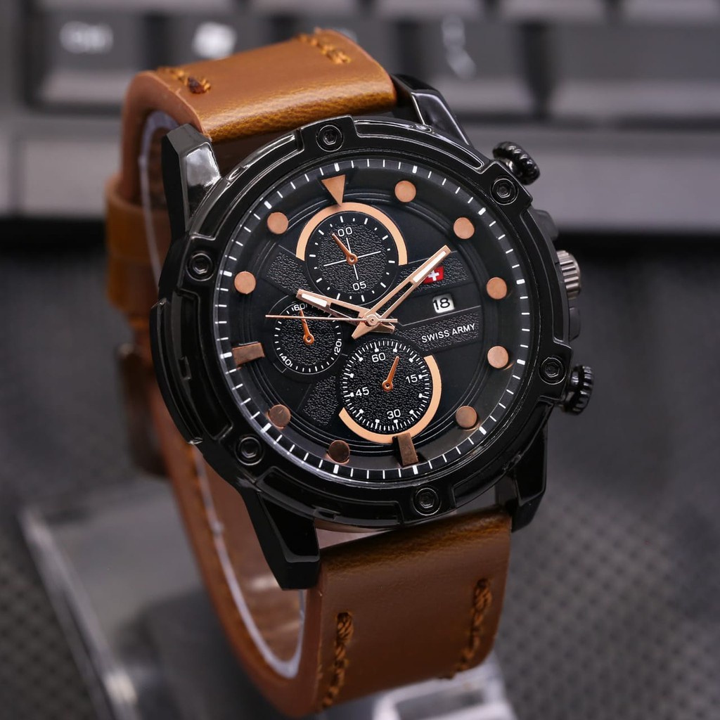 PROMO!!! Jam Tangan Pria SWSARMY Sporty Tanggal Kulit Tebal
