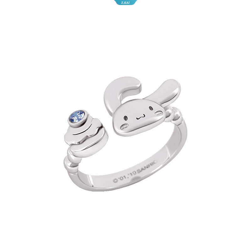 Kawaii Lucu Sanrio Cinnamoroll Dessert Ring Sterling Silver Electroplate Fashion Kepribadian Gadis Hadiah Natal Untuk Pacar [ZK]