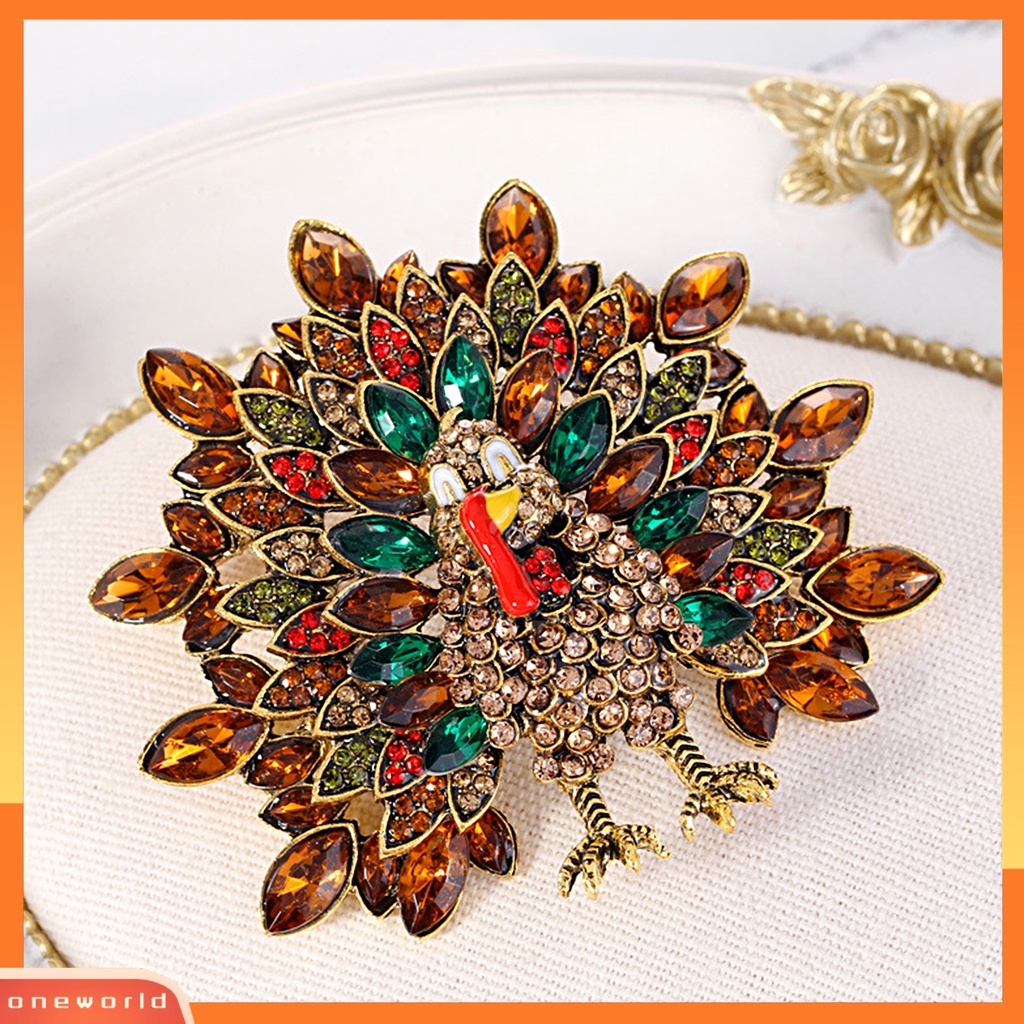 [ONE] Bros Pakaian Portable Serbaguna Stylish Peacock Rhinestone Animal Brooch Untuk Wanita
