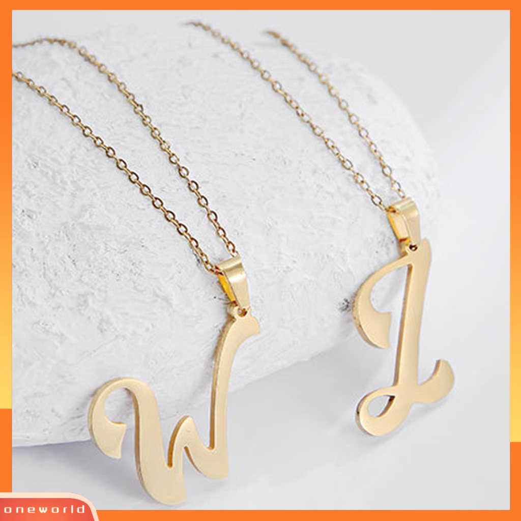 [ONE] Liontin Kalung Cursive 26huruf Perhiasan Simple Bright Luster Kalung Pasangan Untuk Pakaian Sehari-Hari