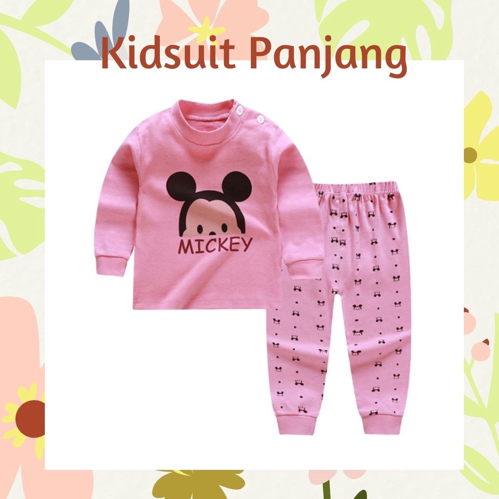 Plazababyku KIDS SUIT PANJANG Setelan Anak Bahan Kaos Lengan + Celana Berkualitas Import  NEW1