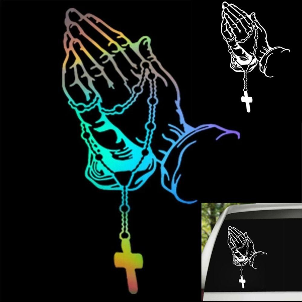 Populer 5PCS Stiker Mobil Motor Auto Styling Christ Prayer Gesture Decal Dekorasi