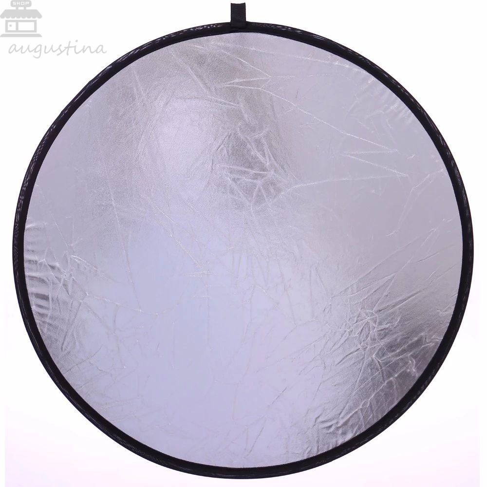 Agustinina Disc Light Reflector Studio Fotografi Collapsible 24 &quot;/ 60cm 2in1 Handhold Gold and Silver Flash Diffuser