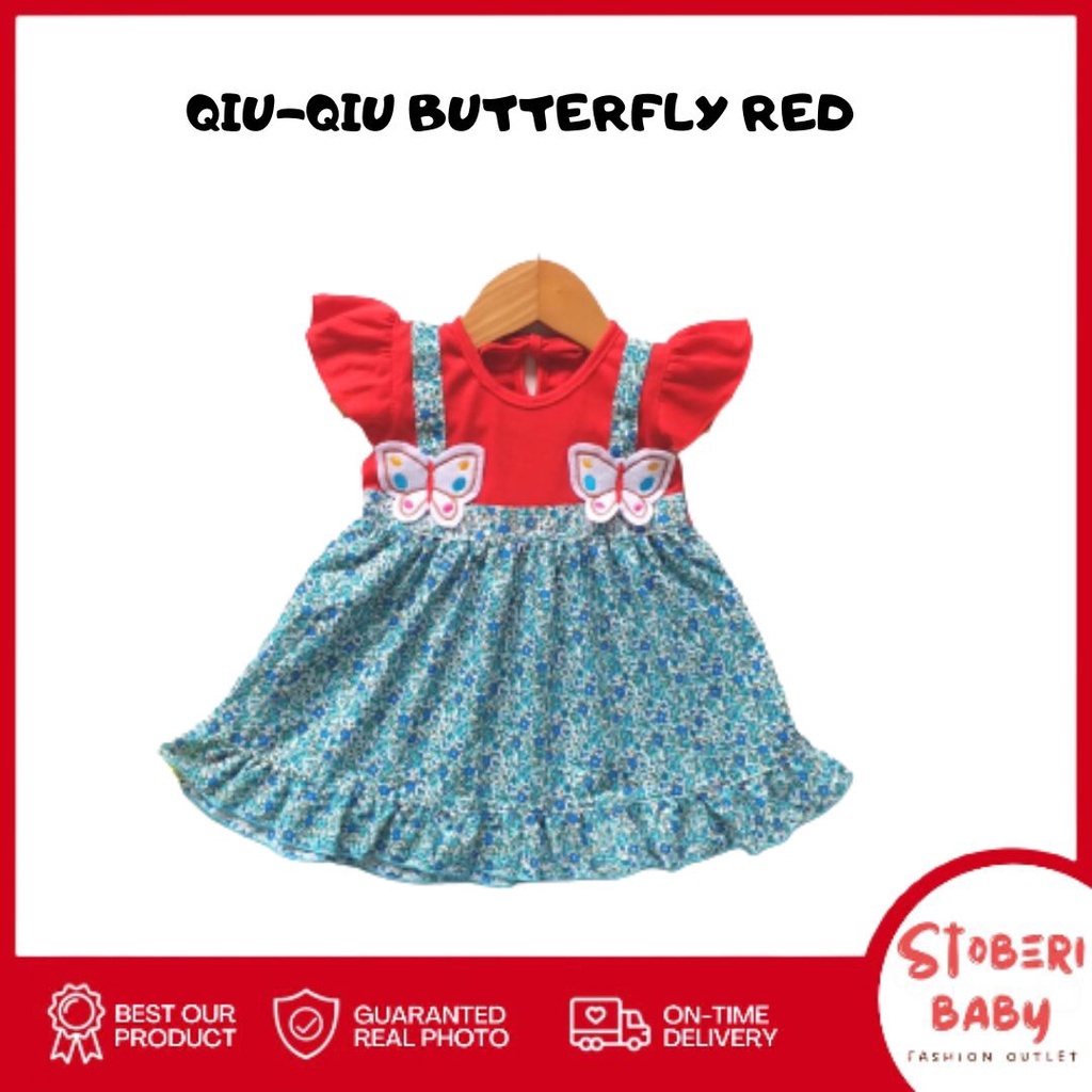 stoberi baby - QIU2 BUTTERFLY Baju Bayi Model Dress MURAH Baby Girl (0-6 bulan) Dress Anak Perempuan