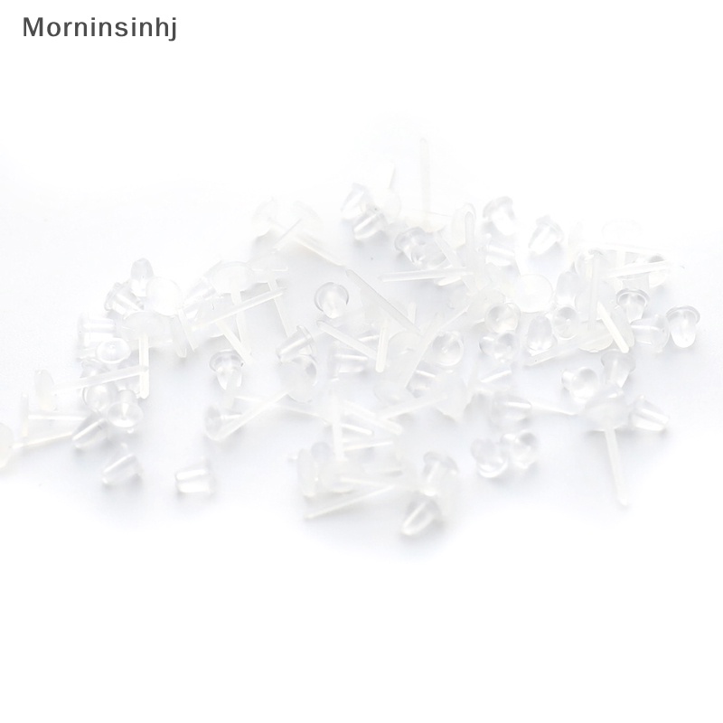 Mornin 50 /200Pcs Invisible Plastik Lembut Silikon Karet Alas Anting Pin Stud Earring id