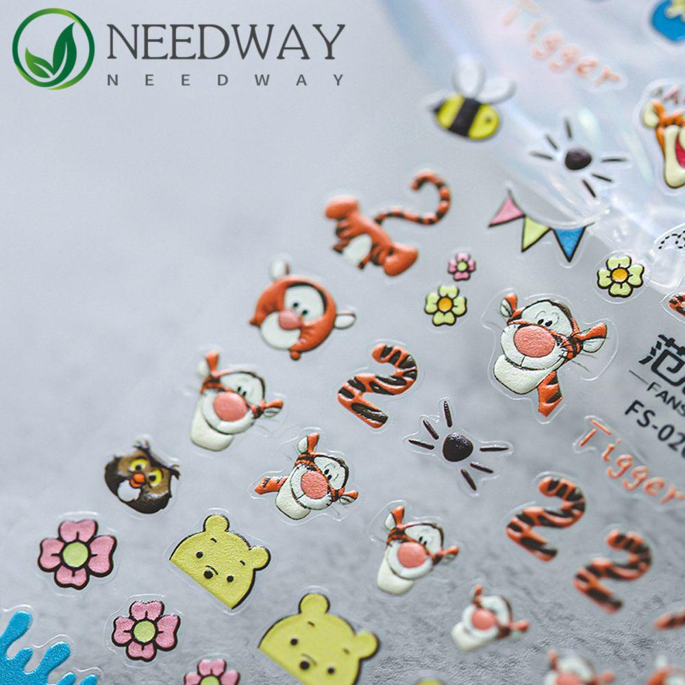 Needway   Kartun Nail Art Stiker Lucu Tipis Tangguh Hewan Manicure Aksesoris Pooh Bear Self Adhesive DIY Dekorasi Kuku