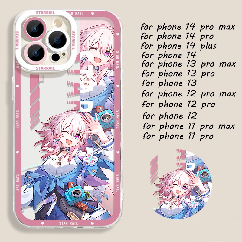 IPHONE Honkai Rel Bintang Himeko Herta Soft Case Kompatibel Untuk Iphone14 11 13 12 Pro Max XS XR X8 7 6S Plus Mini Maret 7th Casing Ponsel Transparan TPU Silikon Shockproof Cover