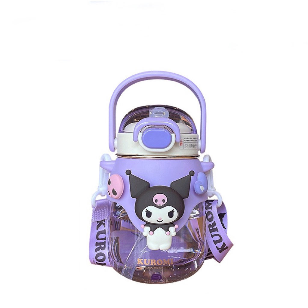Sanrio Kuromi Cangkir Air Anak Perempuan Cantik Tinggi Lucu Straw Cup Botol Air Khusus Pergi Sekolah