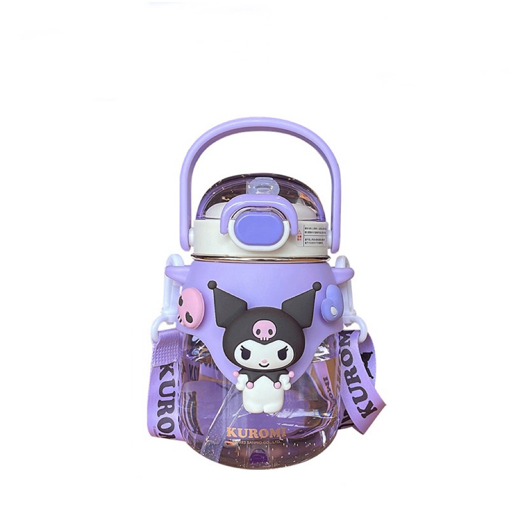 Sanrio Kuromi Cangkir Air Anak Perempuan Cantik Tinggi Lucu Straw Cup Botol Air Khusus Pergi Sekolah