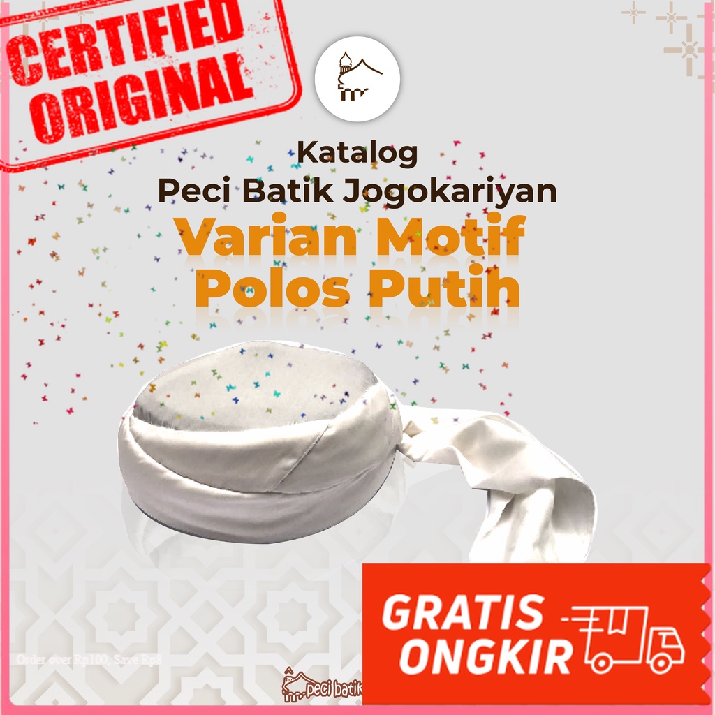 Peci Batik Jogokaryan Jogokariyan Motif Polos Putih Original songkokudengkopeah kupluk