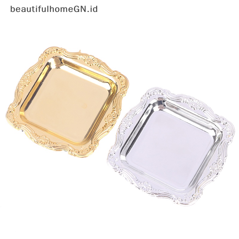 {Cantik} 2pcs Miniatur Rumah Boneka Aksesoris Piring Simulasi Nampan Teh Plastik Mini~