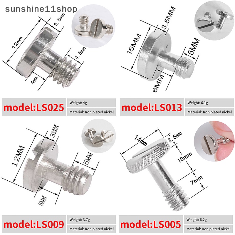 Sho Set Sekrup Kamera High Quality1/4 Inch Quick Release Plate Screw Aksesoris DSLR Tripod Mount Adapter Untuk Kamera DSLR Tripod N