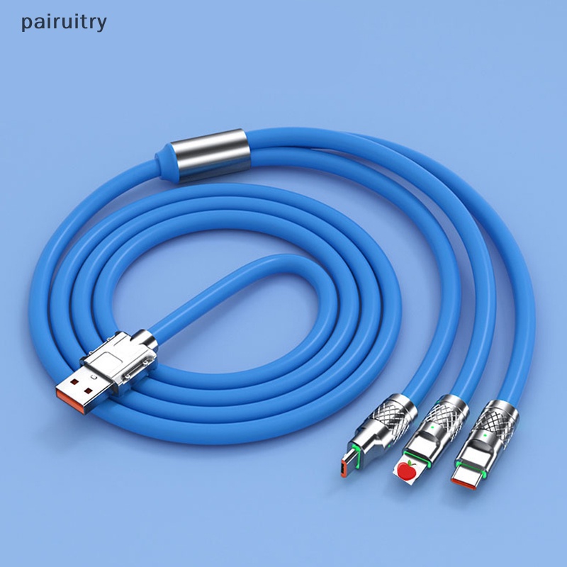 Prt Menebal 3in1 120W USB Fast Charger Cable Untuk Micro USB Type-C Charging Cable Dengan Lampu Untuk Huawei Samsung Xiaomi Data Line PRT