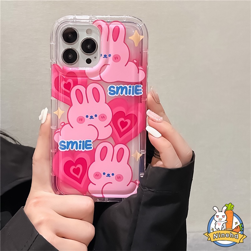 Redmi 12C A1 A1+10C 10A 10 9 9A 9C 9T Note11 11s 10 10s 9 9s Pro Xiaomi 11 Lite Poco X3 Pro Cute Heart Love Rabbit Phone Case Bening Shockproof Airbag Menebal Lembut Silikon Case