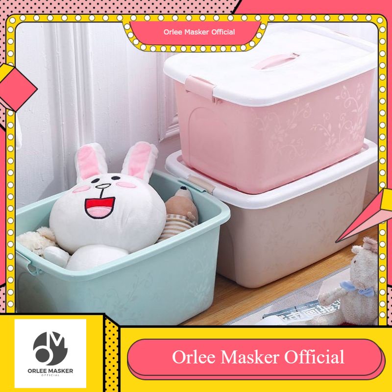 Kotak Penyimpanan Serbaguna Korea Mini (S) Kekinian Motif Sakura UKURAN 27x 21x 17cm REDHOUSE/ STORAGE BOX
