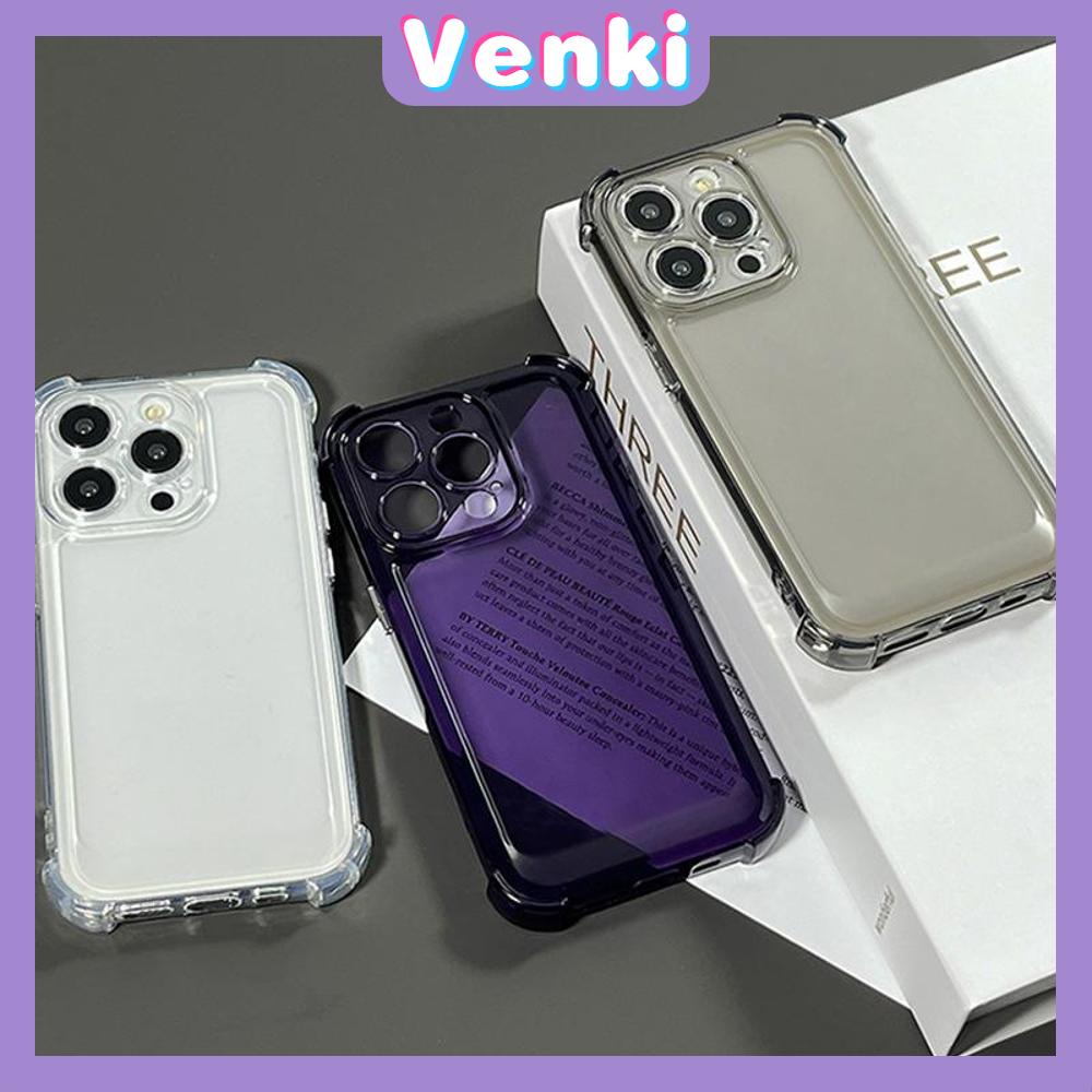 VENKI - Untuk iPhone Case Bening Phone Case Soft TPU Airbag Tahan Guncangan Kamera Case Simple Comfort Ungu Hitam Kompatibel dengan iPhone 14 Pro Max 13 Pro max 12 Pro Max 11 xr xs max 7 8