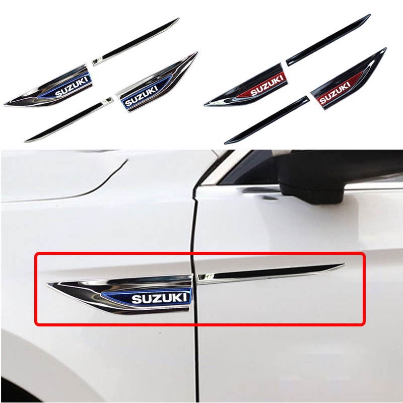 1set Stiker Logo Sisi Fender Metal Mobil Stainless Steel (Kiri Kanan) Untuk Suzuki Swift XL7 vitara Jimny SX4 S-Cross Presso Ciaz ERTIGA Celerio Aksesoris