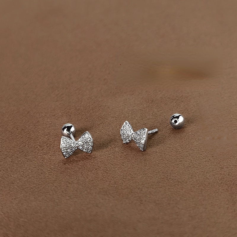 Baru 1pasang S925 Sterling Silver Paku Telinga Twist Sekrup Tindik Ear Studs Earrings