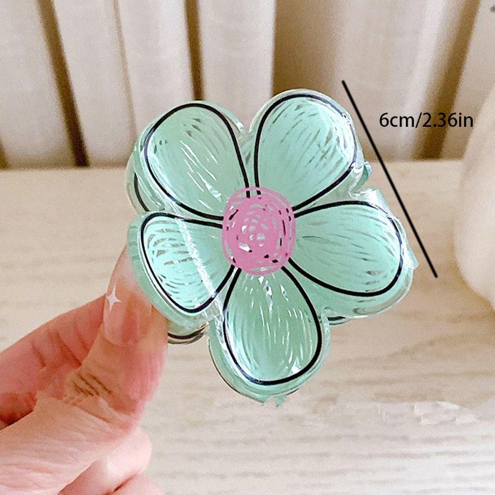 REBUY Rebuy Flower Hair Claw Pesta Elegan Stylish Shark Clip Besar Jepit Rambut Ponytail Holder Hiasan Kepala Geometris Bentuk Bunga Korean Hairgrip