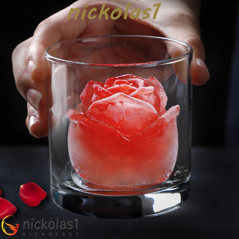 Nickolas1 Cetakan Es Batu Bentuk Mawar Besar Freezer Whiskey Cocktail Mould