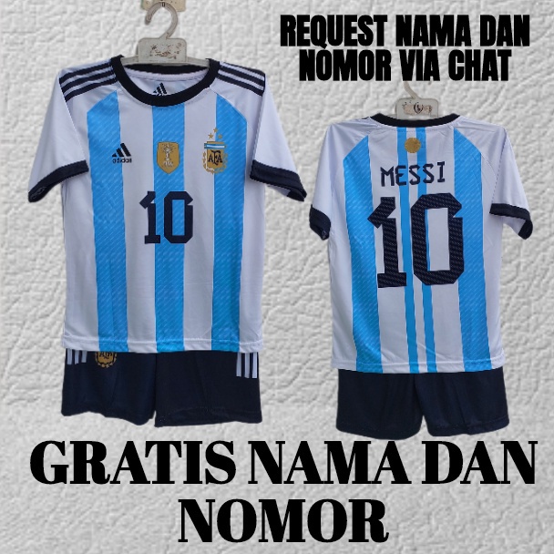 TERLARIS baju bola jersey argentina/ setelan baju bola anak argentina printing