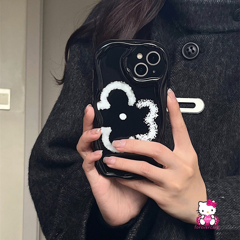 Untuk Vivo Y36 Y22 Y02 Y16 Y35 Y21 Y20 Y12i Y17 Y21s Y91 Y12 Y95 Y12s Y51A Y15A Y11 Y30 Y91C Y33s Y51 Y31 Y15 Y20i Y15s Y15s Y22s 3D Wavy Curved Edge Simple White Flower Soft Glossy Case