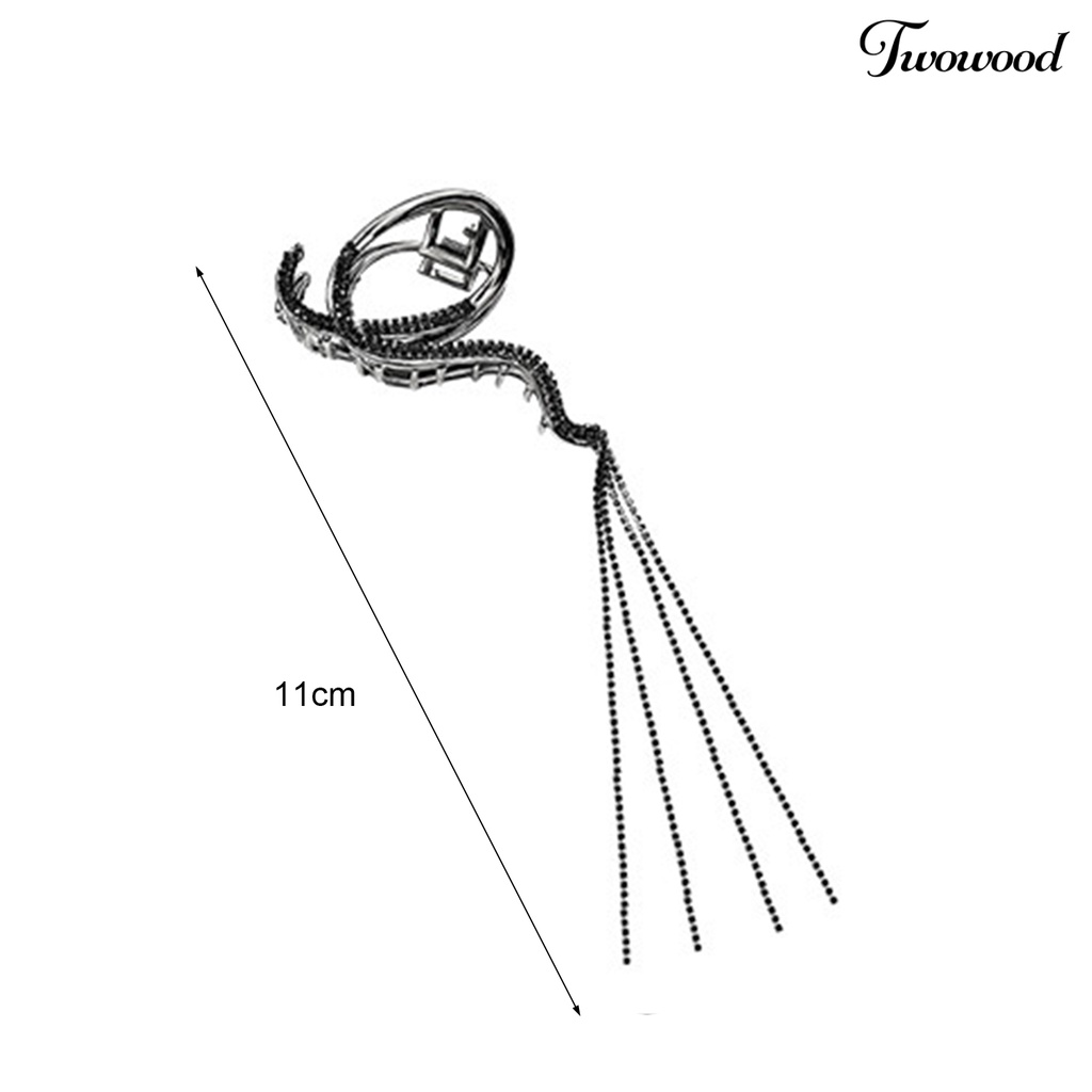 Twowood Gaya Korea Panjang Rumbai Persilangan Gigi Rambut Cakar Mewah Berlian Imitasi Gelombang Geometris Kepiting Besar Klip Aksesoris Rambut