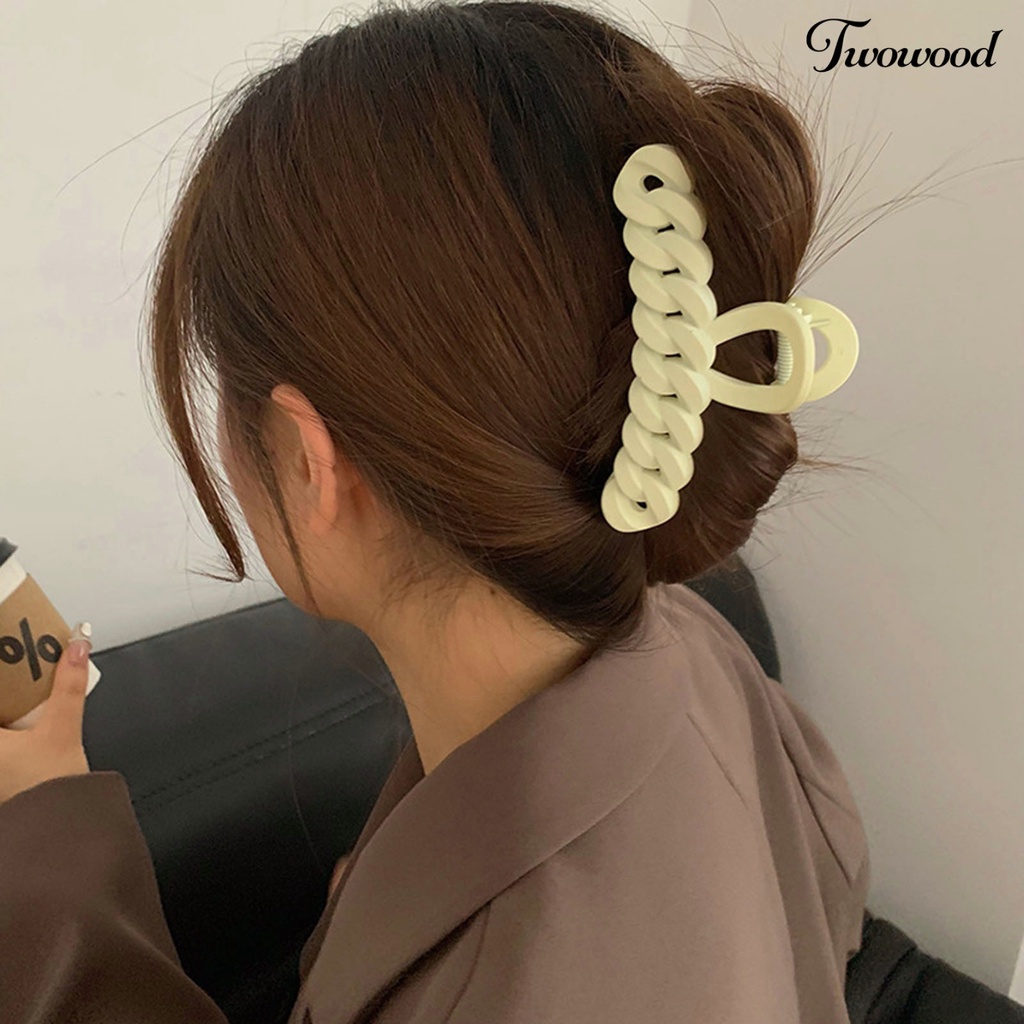 Twowood Wanita Pegangan Rambut Memutar Warna Solid Elastis Musim Semi Cakar Kuat Anti-slip Hiasan Rambut Dengan Gigi Besar Ringan Hair Claw Aksesoris Rambut