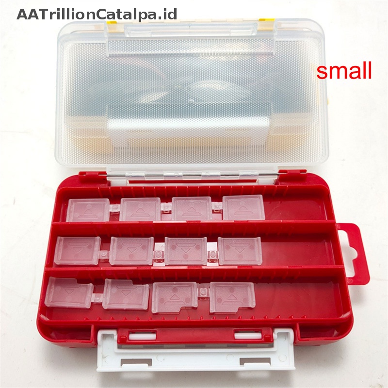 Aatrillioncatalpa Dua Sisi Fishing Tackle Box Lure Umpan Kotak Penyimpanan Case Plastik ID