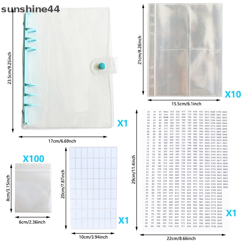 Sunshine Diamond Paing Wadah Penyimpanan Manik-Manik Buku Penyimpanan A5 Binder Dengan Kantong, Self Sealing Plastic Bags, Stiker Angka Warna ID