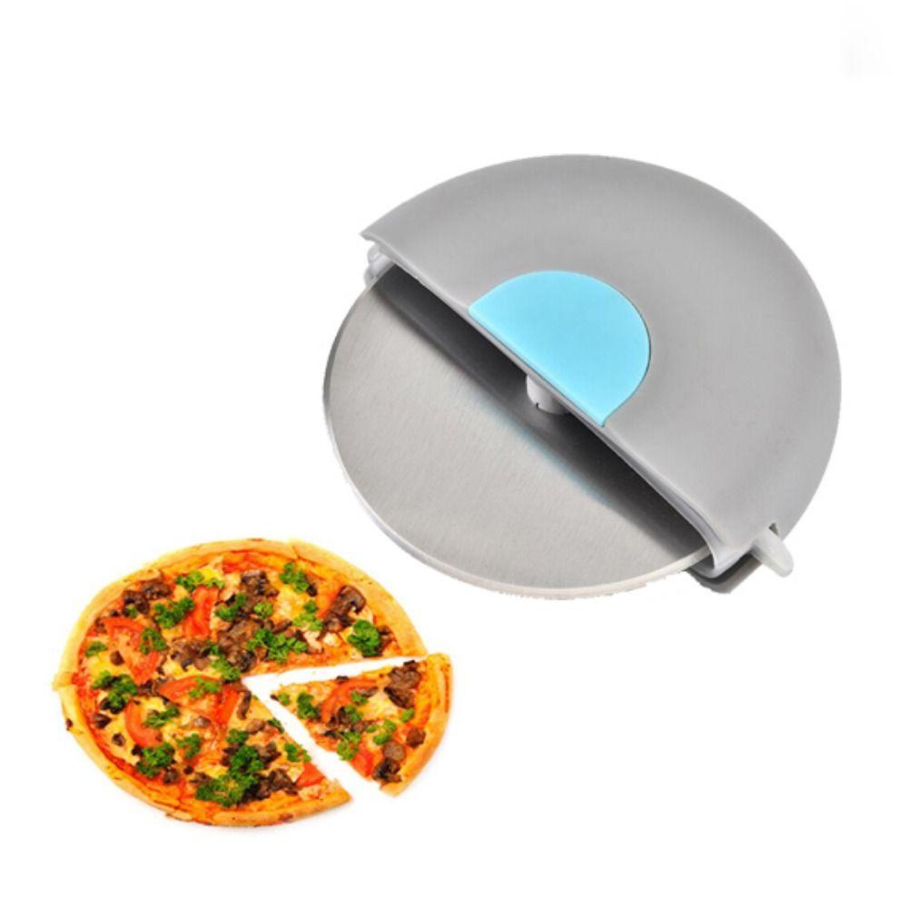 [Elegan] Pizza Slicer Portable Washable Pegangan Melengkung Dengan Tutup Tajam Untuk Adonan Pastry Pancake Cutter