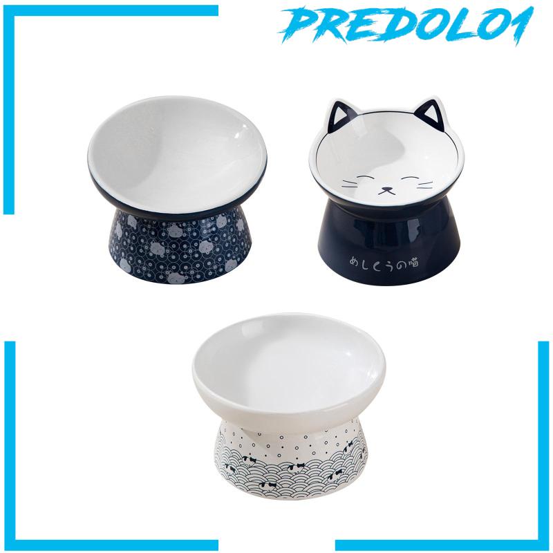 [Predolo1] Mangkok Makanan Kucing Keramik Susun Piring Cat Food and Water Raised Bowl Stylish