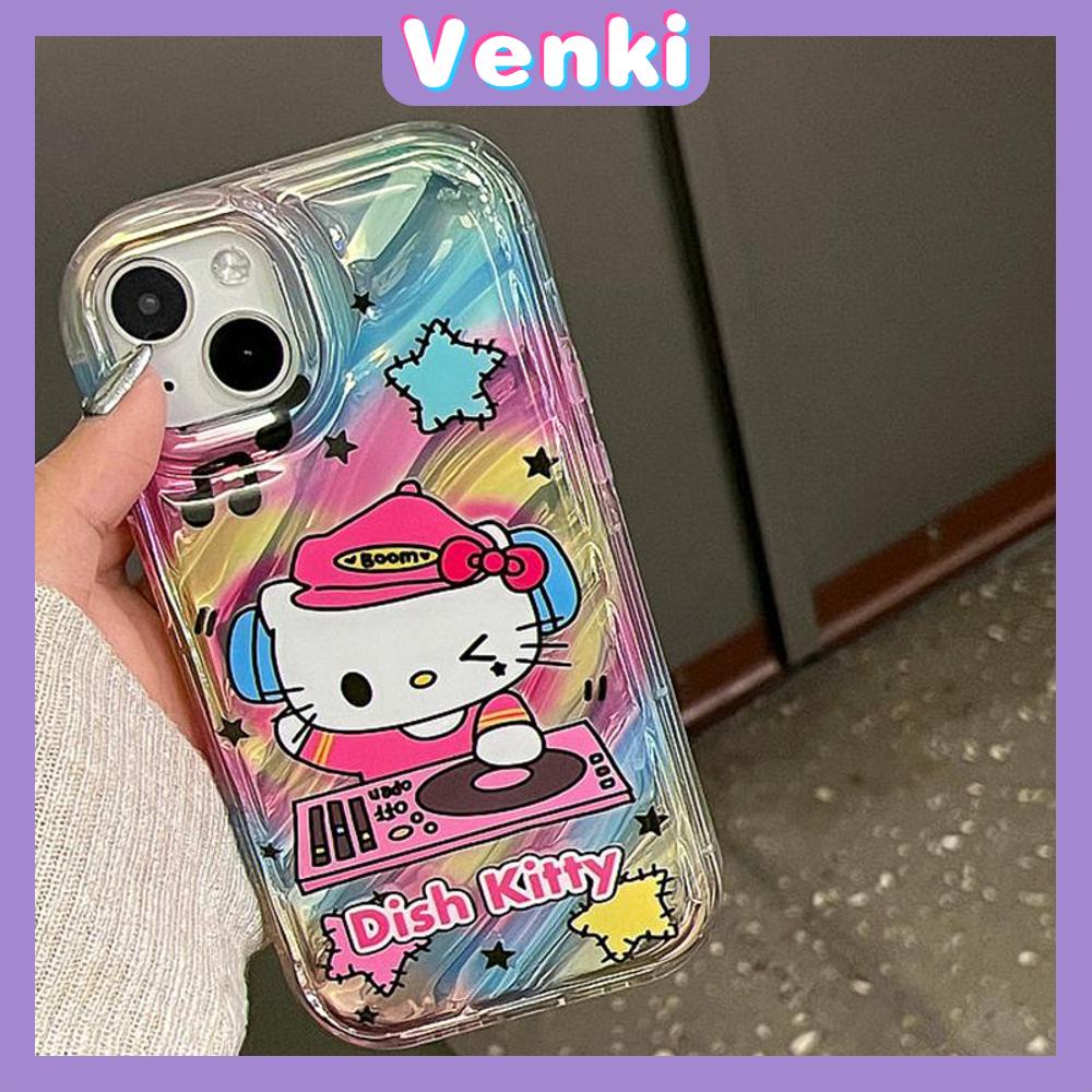 VENKI - Untuk iPhone 11 iPhone Case Laser Reflektif Bening Phone Case TPU Soft Shockproof Airbag Case Cute Kartun Kucing Kompatibel dengan iPhone 14 13 Pro Max 12 Pro Max XR 7 8PLus