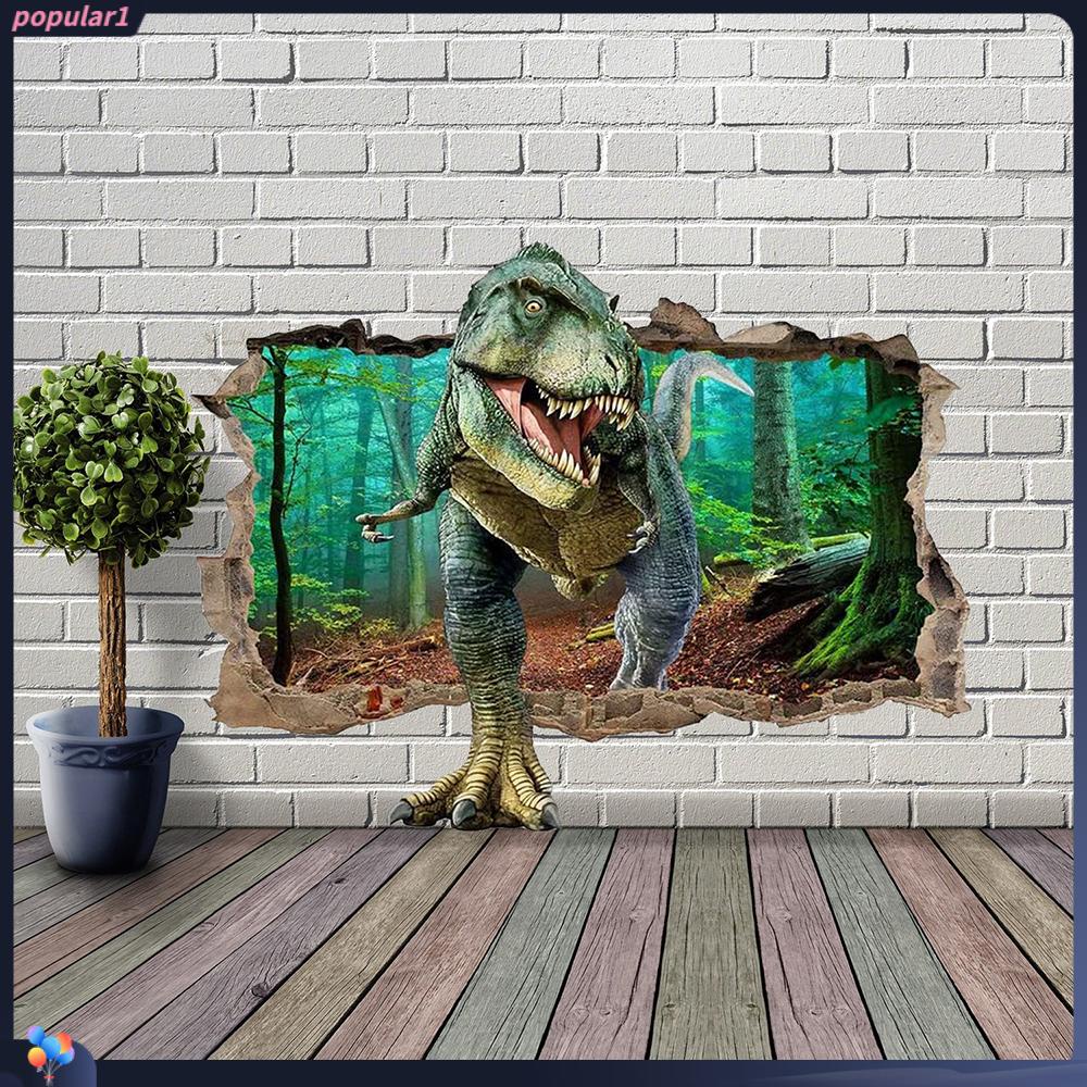 Populer Wall Decals Untuk Anak-Anak Nursery Kamar Tidur Removable Smashed Wall Arts Dinosaurus Dinding Mural