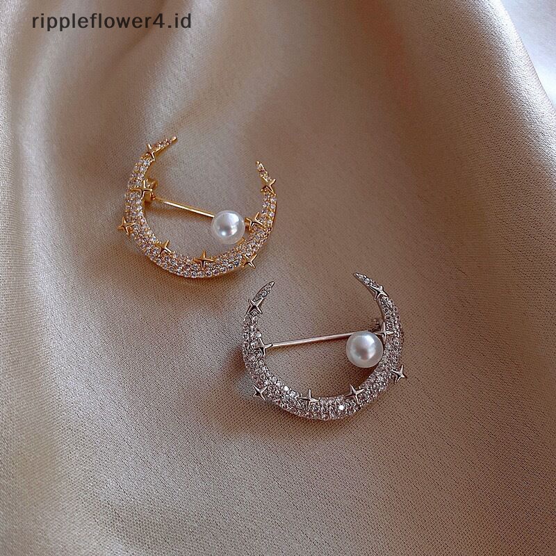 {rippleflower4.id} Bros Bulan Bintang Fashion Perhiasan Setelan Aksesoris Pin Bros Mutiara Untuk Fashion Kantor Pesta Bros Pin Garment Aksesori Pernikahan~