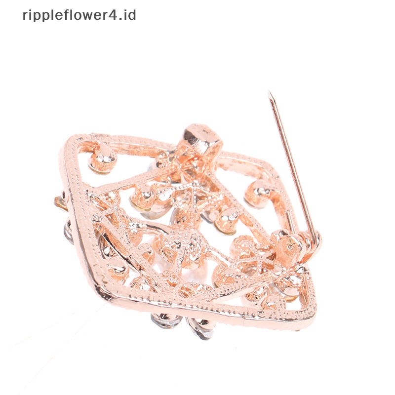 {rippleflower4.id} Fashion Mutiara Berlian Imitasi cross Bros Pin Netral Aksesoris Perhiasan~