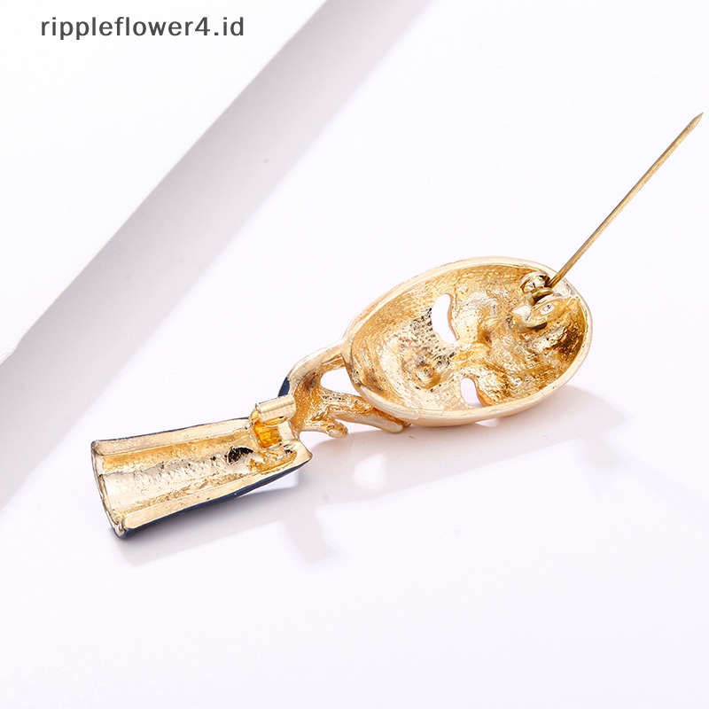 {rippleflower4.id} Fashion Enamel Tangan Wajah Bros Kerah Klip Lencana Pin Wanita Pria Perhiasan Hadiah~