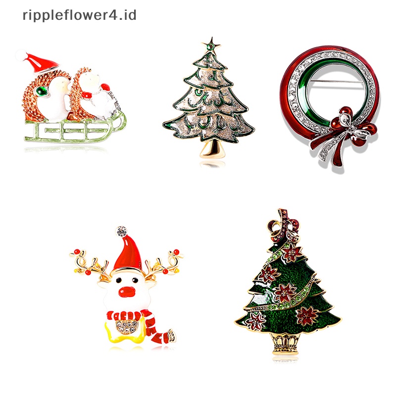 {rippleflower4.id} Bros Rusa Pohon Natal Vintage Untuk Wanita Pria Bunga Enamel Bros Tahun Baru Tanaman Pohon Pesta Kantor Bros Pin Hadiah~