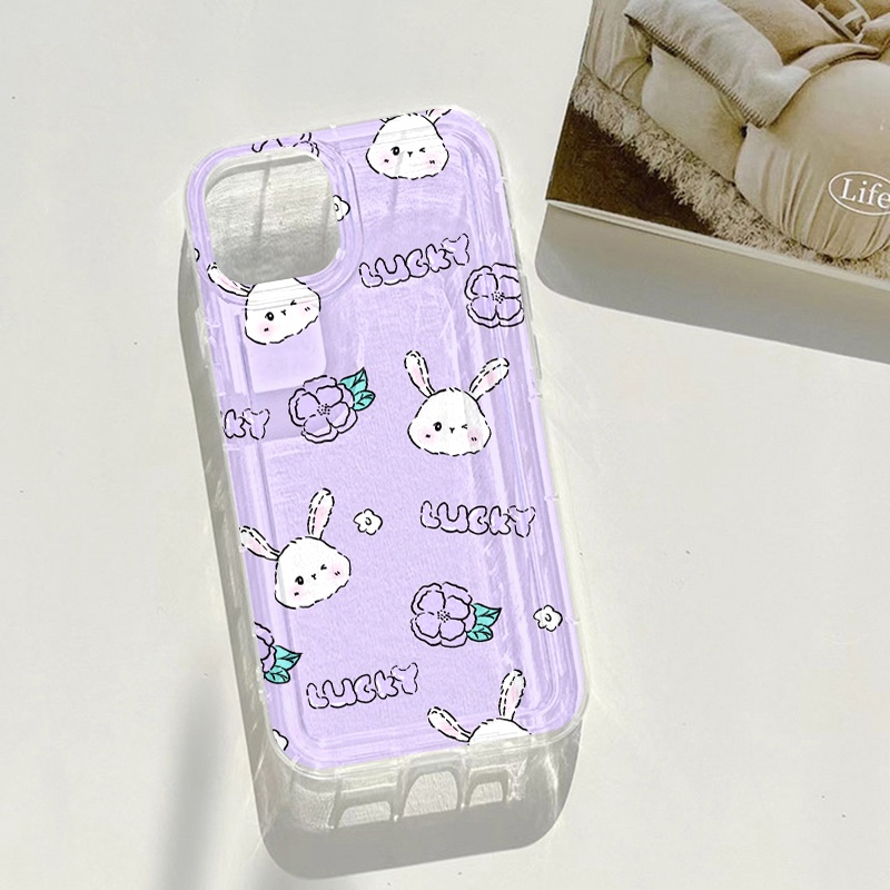 Lucky Bunny Case Untuk Oppo Realme C11 C3 C1 C20 C20A C21 C21Y C25 C25S C25Y C12 C15 10 9i 8i 8Pro 6i PH 5i 5s 9i U1 Reno 8 7 Lite Narzo 30 20 30A Airbag Shockproof Cover