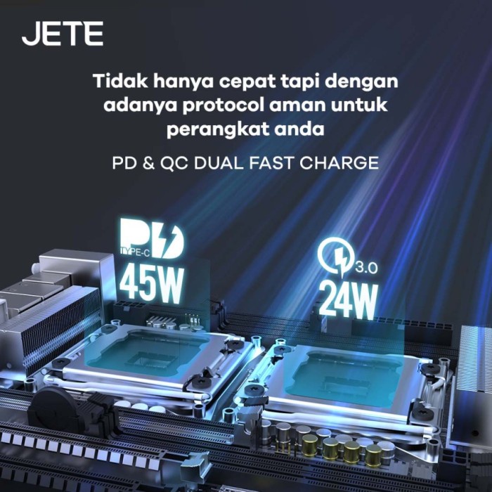 JETE J7 Car Charger Fast charging 69W Type C PD &amp; QC 3.0 - Garansi 2th